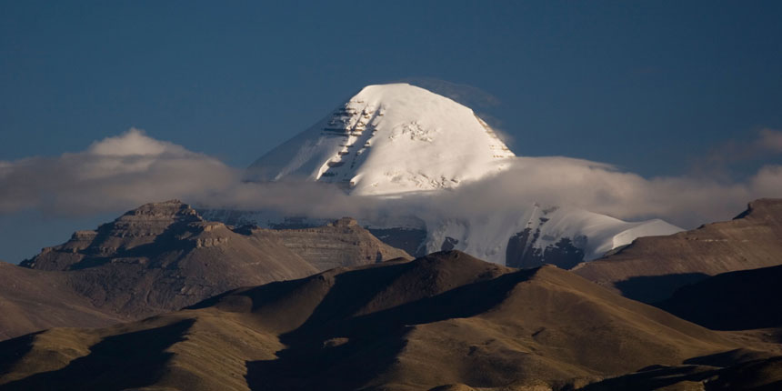 Sacred geometry and natural alignments visible in the landscapes of Mount Kailash, reflecting spiritual patterns and human perception.
