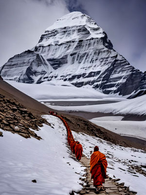 Mount Kailash holds divine significance in Hinduism, Buddhism, Jainism, and Bon faiths, representing spiritual power and the abode of Lord Shiva.