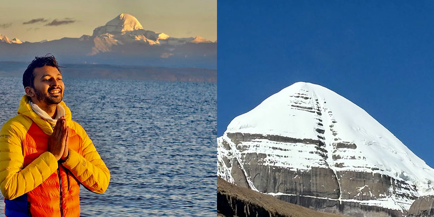 Majestic Mount Kailash, revered as the sacred abode of Lord Shiva, surrounded by snow-capped peaks and serene landscapes in the Himalayas.