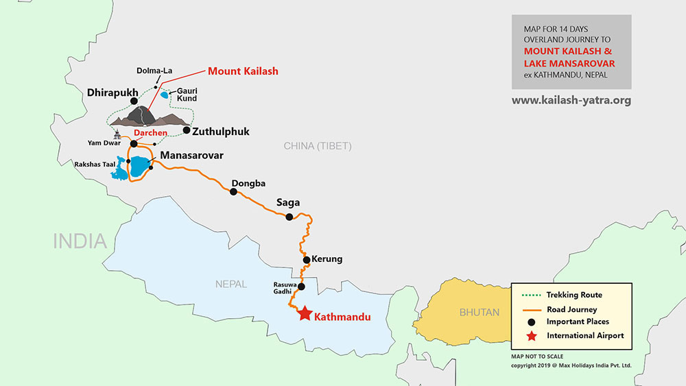 Kailash yatra by overland map